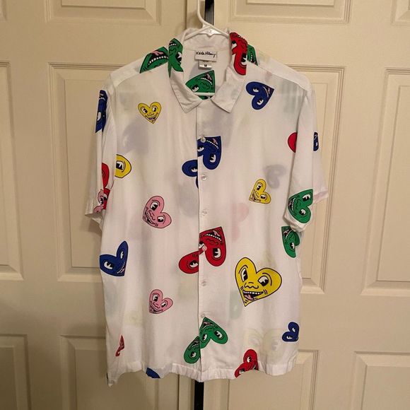 Keith Haring Other - Keith Haring Men's Camp Collar Short Sleeve Button-Down Shirt White Medium